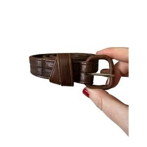 Jenni Kayne Brown Leather Belt with Gold Hardware Size Medium